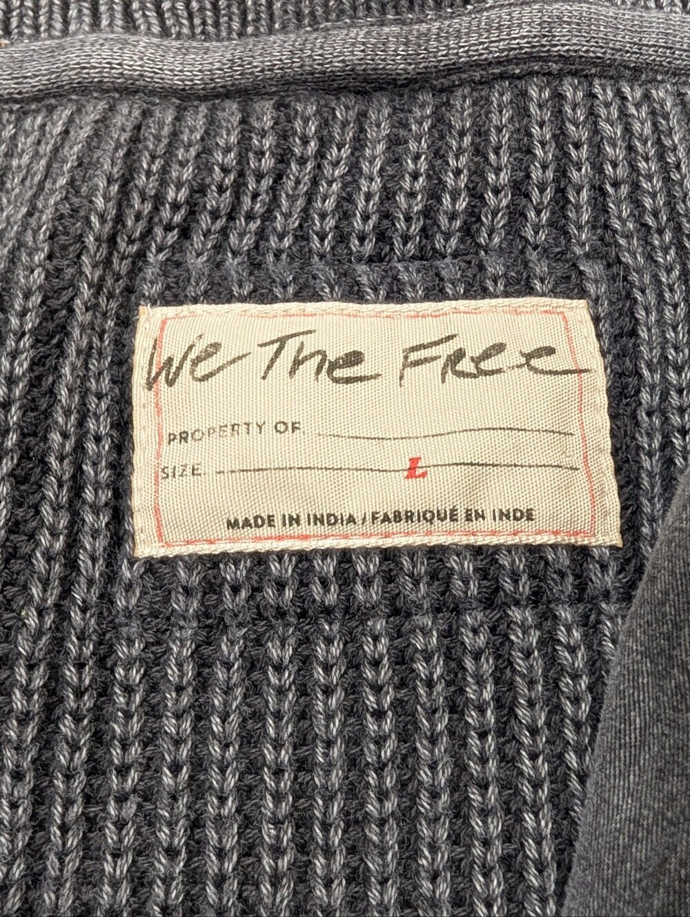 Free People Sweater Womens L Black We The Free Worn Thru Surplus Cardigan Moto - Picture 6 of 7